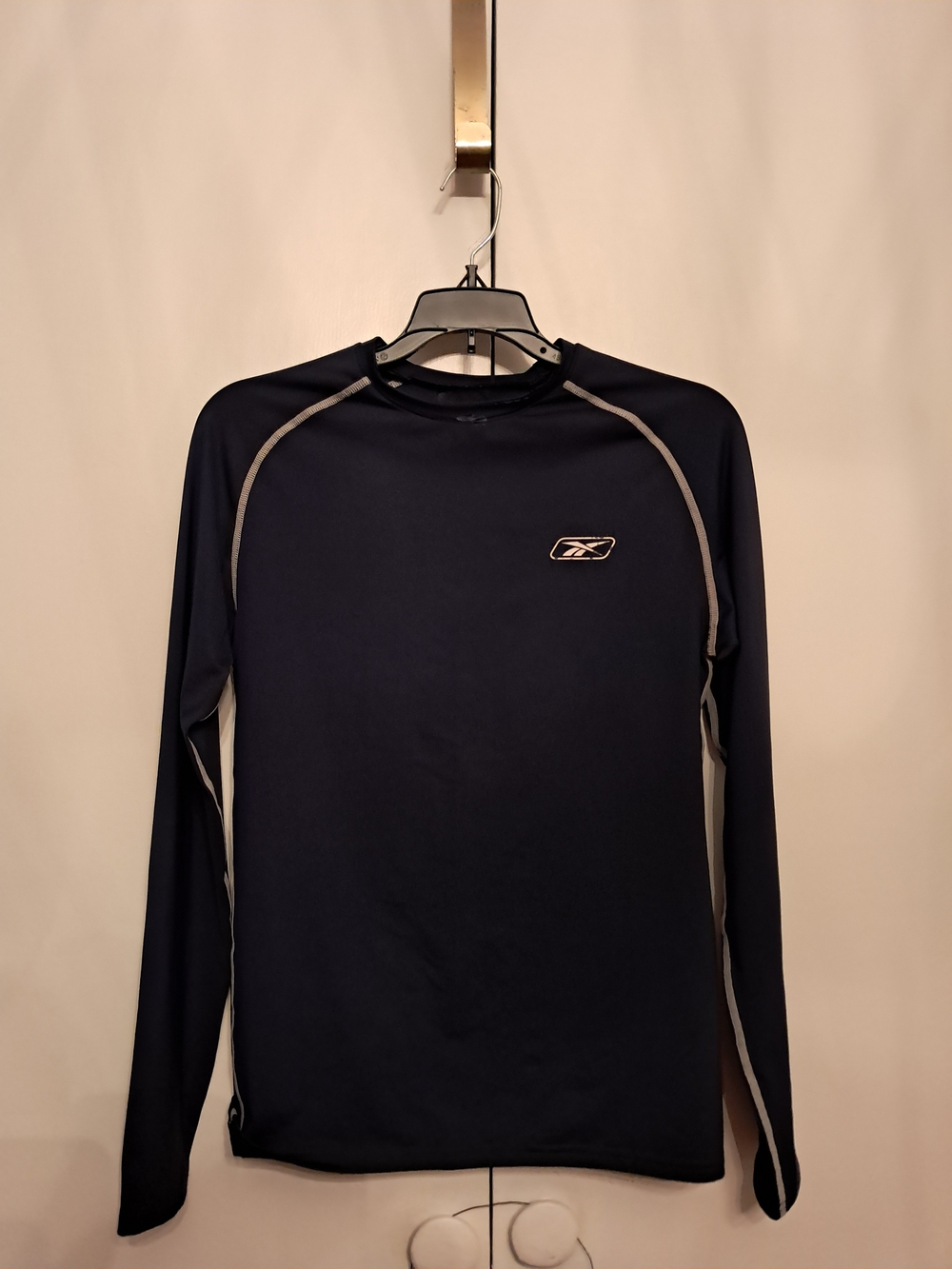 Reebok Men’s Long Sleeve Rash Guard - Navy with Gray Trim